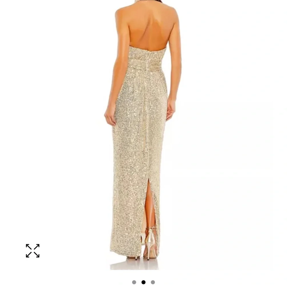 MAC DUGGAL Sequined Halter Neck Belted Soft Tie Dress 11281 NWT - Picture 3 of 9